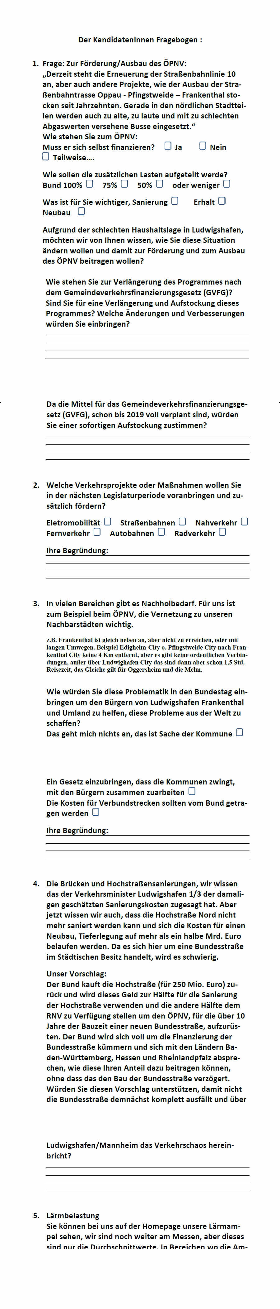Fragebogen Bundestagswahl